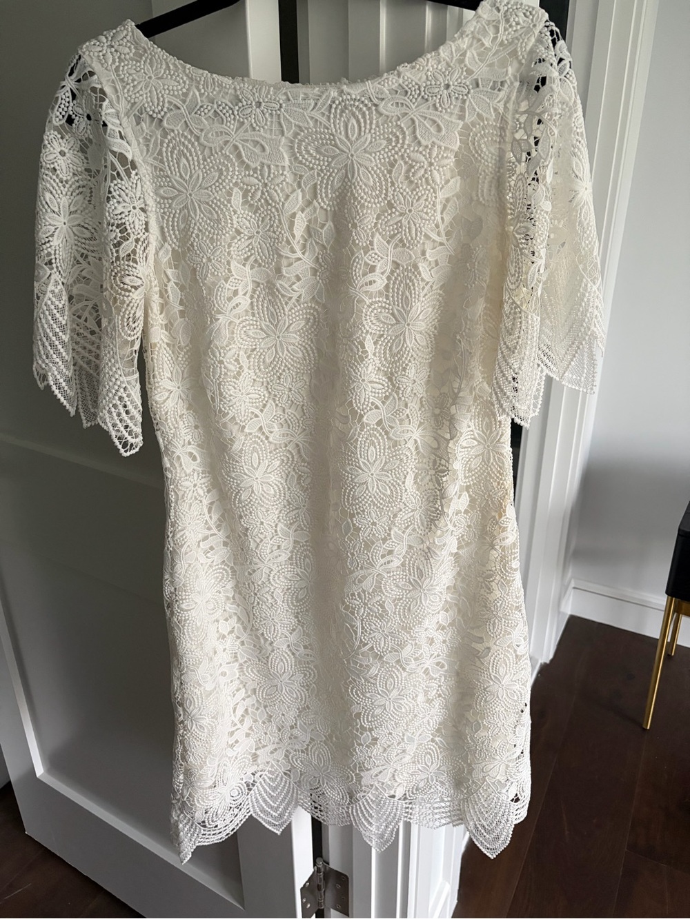 Anthropologie Cream Lace Mini Dress